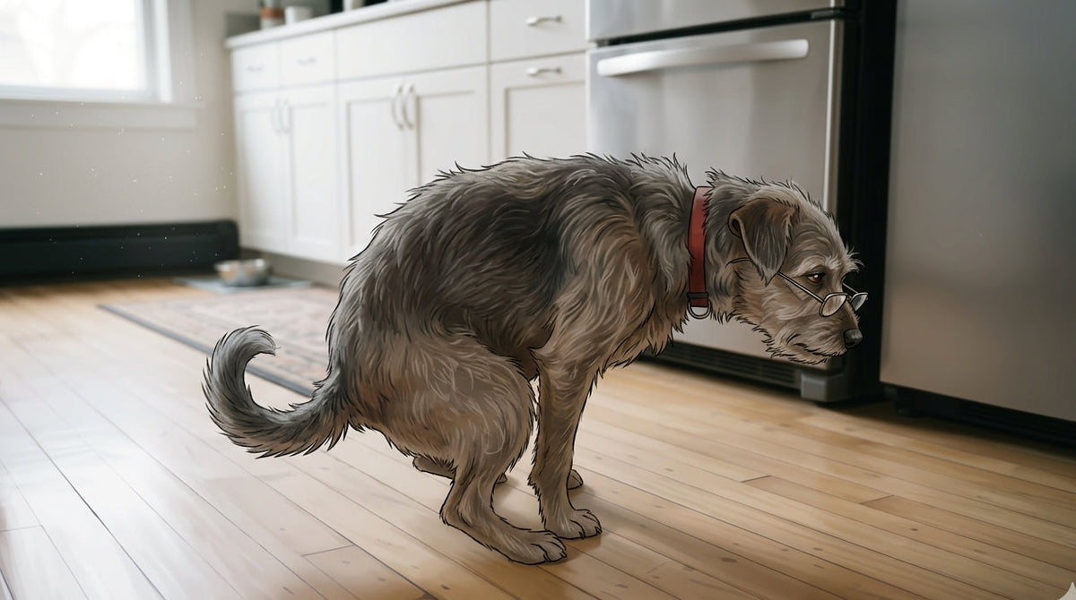 senior dog needing a washable pet before having an incontinent accident on the kitchen floor