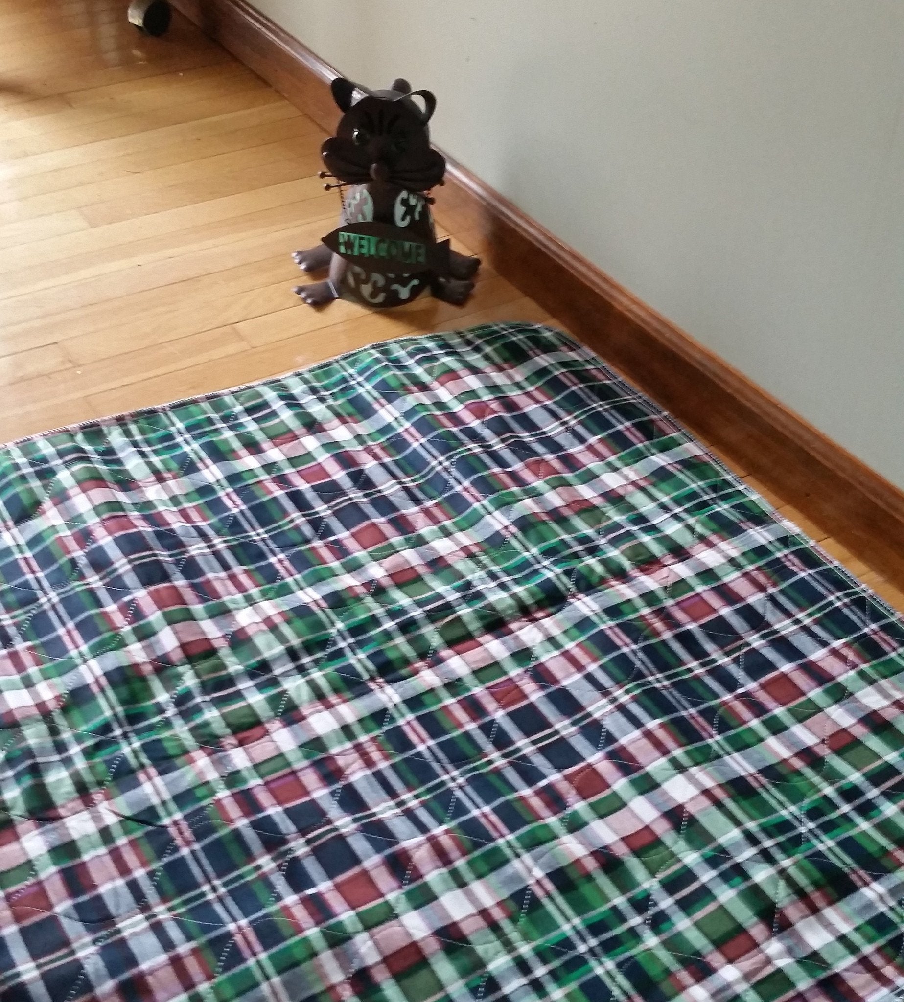 PersonallyPaws 35x72 Jumbo Blue Plaid Washable dog potty wee wee pee pad